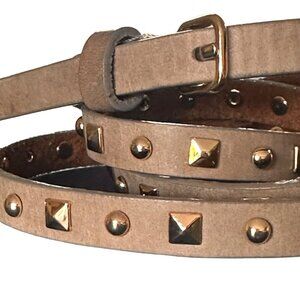J.Crew Womens Leather Belt Beige Studded 35" 90s punk grunge thin
